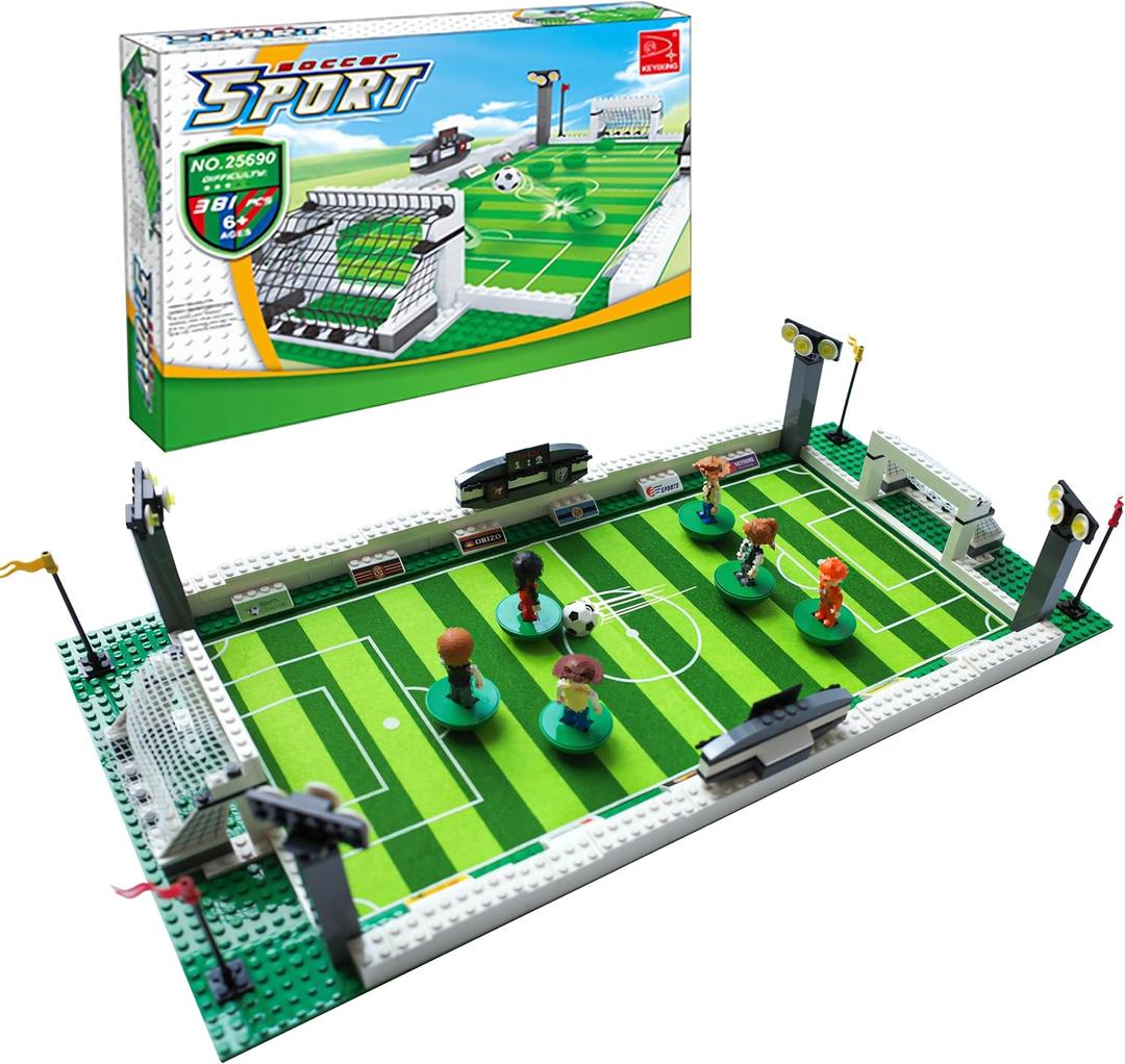 Soccer Field Building Blocks Set, Compatible with Soccer Lego Set, Soccer Stadium Toy Building Bricks, Football Sports Bord Game for Teens Kids Adults, Gifts for Boys & Girls - 401PCS