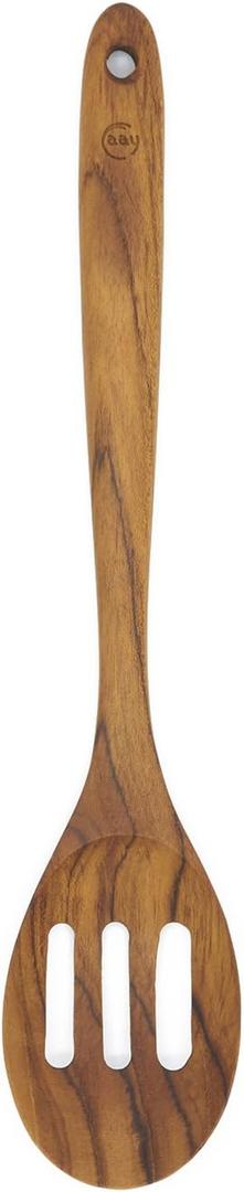 FAAY Premium Wooden Slotted Spoon, Handcraft from Teak | Healthy, Durable, High Moist and High Heat Resistance for Non Stick Cookware.
