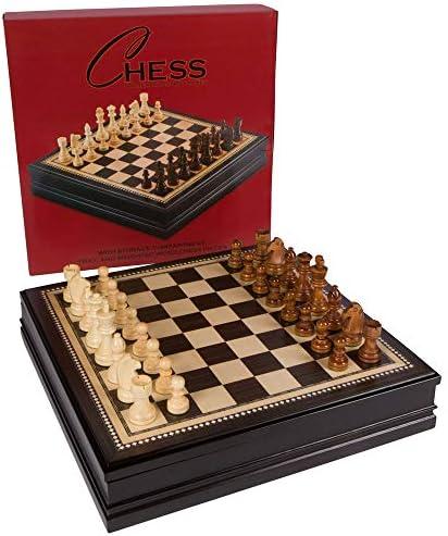 Kavi Inlaid Wood Chess Board Game with Weighted Wooden Pieces, Large 18 x 18 Inch Set
