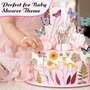 LemonRoad 44 Pcs Flower Cake Toppers with 35 Dried Flower Decorations 8 Pcs 3D Colorful Butterfly Decoration and 1 Baby in Bloom Cake Topper for Birthday Weddings Parties Baby Shower Supplies