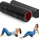 Foam Roller High Density Foam Roller Set for Deep Tissue Muscle Massage, 18" Trigger Point Fitness Exercise Massage Roller, Self-Myofascial Release for Whole Body (Black-18(2 in 1))