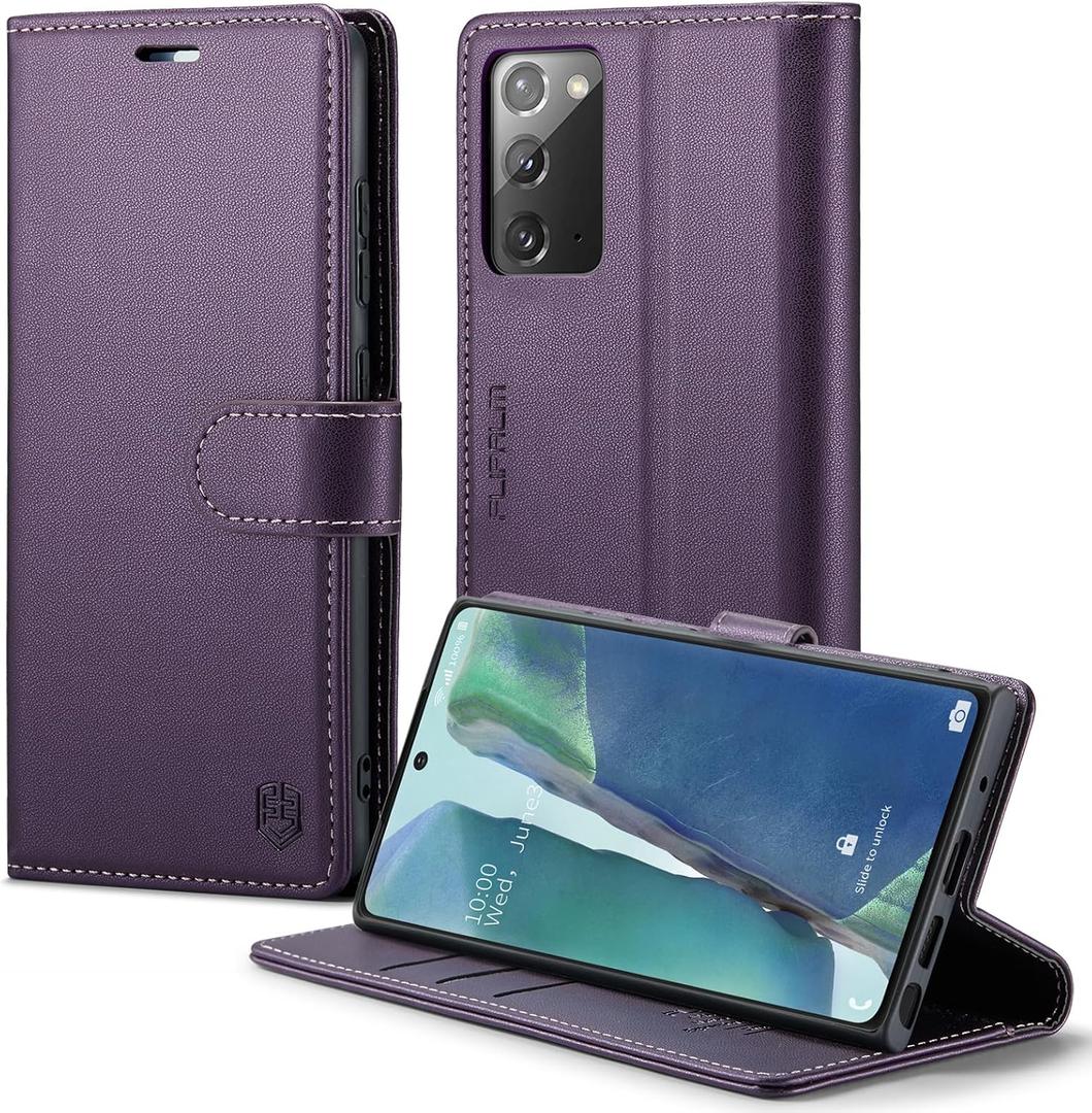 Wallet Case for Samsung Galaxy Note 20 5G, RFID Blocking Credit Card Holder, PU Leather Folio Flip Kickstand Protective Shockproof Cover for Galaxy Note 20 (Purple)
