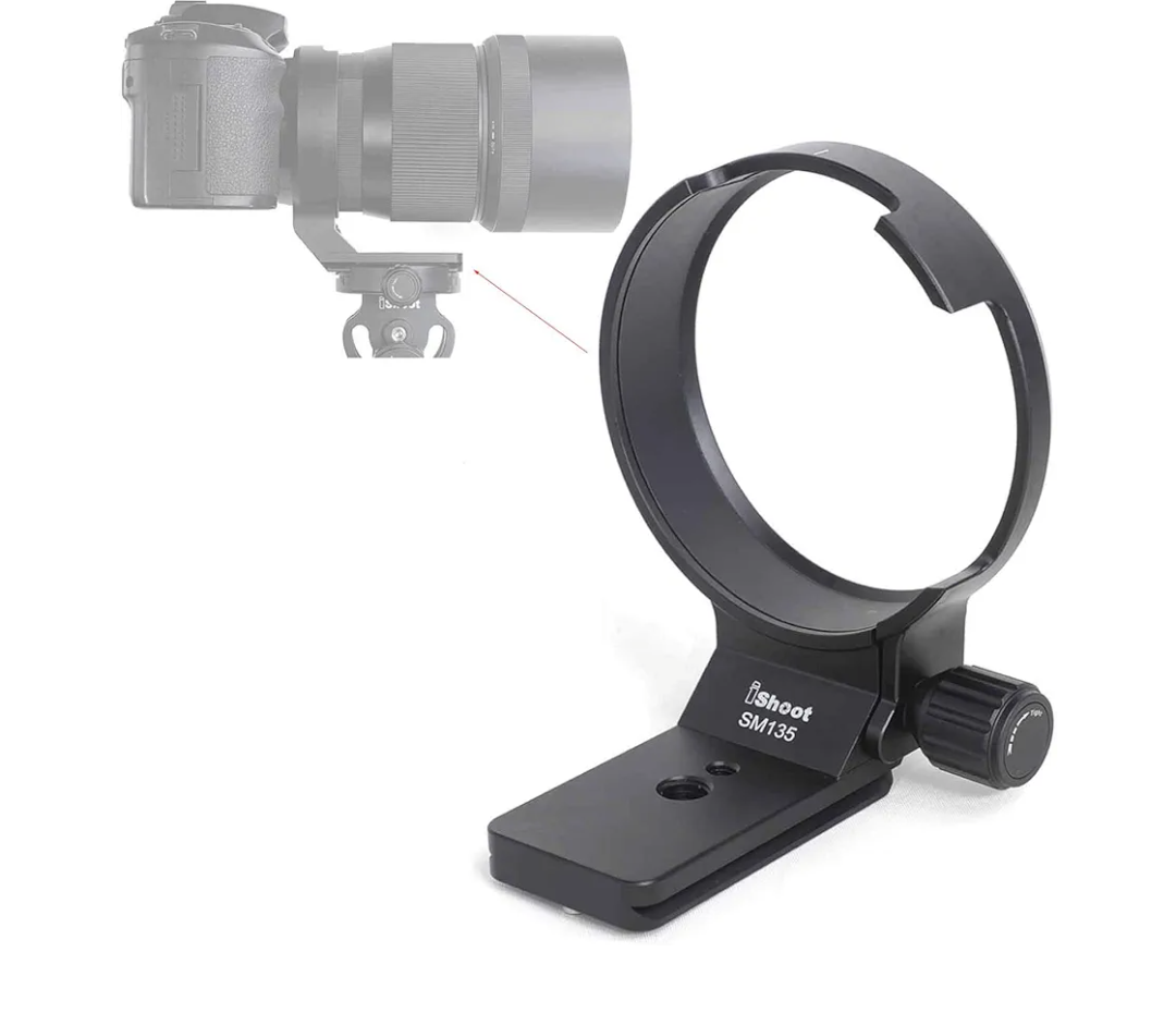 iShoot CNC Tripod Mount Ring for Sigma 135mm f/1.8 DG HSM Art Lens, Aviation Aluminum Lens Tripod Collar Support Bracket Holder with Quick Release Plate Compatible with Arca-Swiss fit Tripod Ball Head
