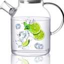 CnGlass Glass Teapot Stovetop Safe,50.7oz Clear Glass Pitcher with Removable Filter Spout for Loose Leaf and Blooming Teabag