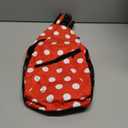 Polka Dots Crossbody Sling Bags for Women Men Abstract White Small Circle Dot on Red Background Travel Sling Backpack Casual Shoulder Bag Dice Design Dot Pattern Gym Sports Hiking Daypack