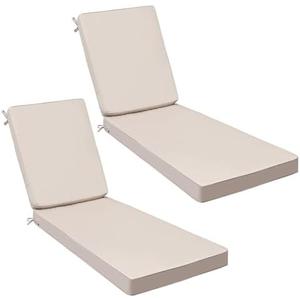 AAAAAcessories Outdoor Chaise Lounge Cushions, Fade-Resistant, Waterproof Patio Furniture Replacement Cushions, 72" x 21" x 3", Set of 2, Sandstone Beige