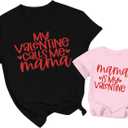 Mommy and Me Valentines Shirt: Womens Valentines Day Shirt Mama Mini Shirts Toddler Baby Girl Tops Family Matching Tees (Black, M)