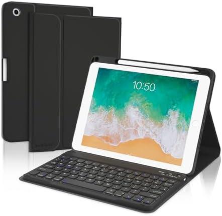 BOBOLEE Keyboard Case for iPad 9.7 inch 6th 2018, 5th Gen. 2017, Air 2 2014 Released, Wireless Detachable Keyboard, Thin Slim Folio Cover Shell with Pen Holder, Auto Sleep Wake, BL