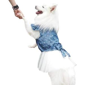 Polka Dot Big Large Dog Princess Dress Tutu Skirt Golden Retriever Pitbull Summer Dog Clothes Hoodie Costume (L, Blue)