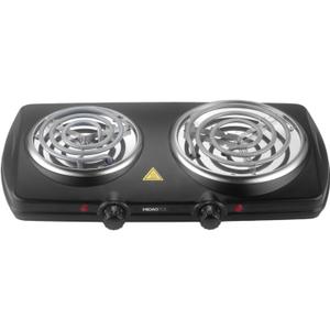 Double Burner Hot Plate Electric, 1800 Watts Electric Burner with 5.2" & 6" Coiled Element, Adjustable Temperature, for Dorm, Office, Home, Camp, Compatible for All Cookwares