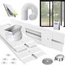 Aozzy 95"Portable AC Sliding Door Vent Kit with 5.9"AC Exhaust Hose,Security Lock & weather stripping,Universal 5.1/5.9"Coupler,Air Conditioner PVC Seal Plates Kit for Sliding Glass Door/Window