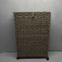 Rolling Laundry Hamper with Wheels and Lid, 90L Slim Laundry Basket with Removable Bag, Foldable Handwoven Rattan Laundry Sorter, Narrow Dirty Clothes Basket Organizer, No Assembly, Natural