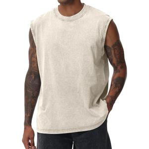 Yimoon Mens Tank Tops Workout Sleeveless Shirts Cotton Acid Wash Tees Loose Gym Muscle Shirts, XL