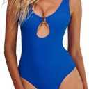 HYPERFIRE Women's Sexy Cut Out One Piece Swimsuits Low Back High Cut Bathing Suit Size L