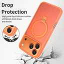 Ultra-Magnetic Stand for iPhone 17 Pro Max Case [Military Drop Protection] [Compatible with MagSafe] Shockproof Translucent Matte Slim Ring Holder Case for iPhone 17 Pro Max (Orange)