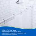 Kenney KN609C/10 Twist & Fit No Tools Camlock Tension Easy Install Shower Curtain Rod with Non-Slip, Non-Scratch Ends, 42-72" Adjustable Length, White, 1" Diameter Rust Resistant Steel Tube