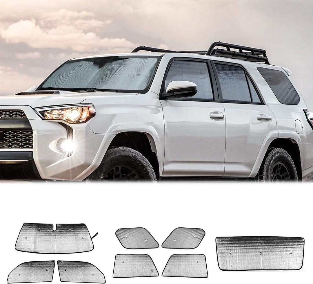 Hoolcar for 4Runner Windshield Sun Shade Front & Side & Rear Window Sunshade Cover Fit for Toyota 4Runner 2017-2023, 8PCs