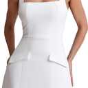 BORIFLORS Women's Sexy Bodycon Corset Mini A Line Dresses Sleeveless Square Neck Party Short Dress, Small, White