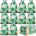 Coume 36 Pcs Hawaiian Tropical Gift Bags 4 x 6 Inch Small Luau Party Favor Bags Drawstring Luau Party Supplies Summer Palm Leaf Treat Bags Jewelry Pouches for Luau Birthday Party Gifts
