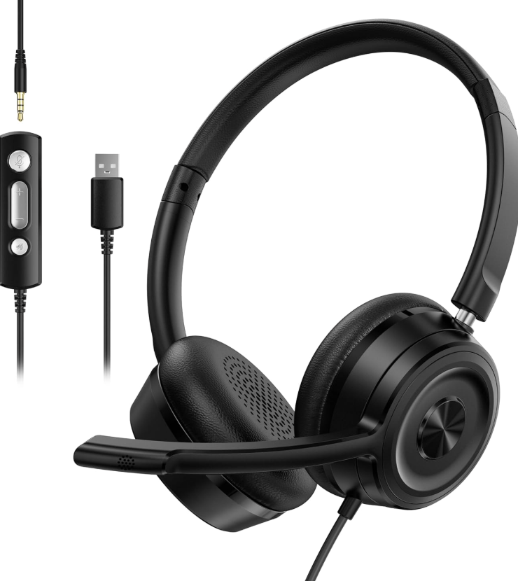 Soothielec Bluetooth Headset with Noise Cancelling Microphone, Wireless Headset with Mic for Work & USB Dongle for PC/Computer/Laptop/Cell Phones
