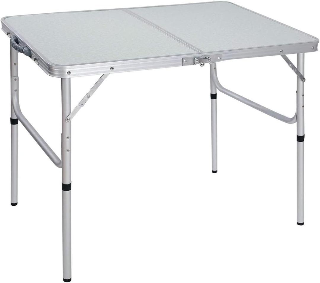 REDCAMP Folding Camping Table, 3ft Portable Aluminum Outdoor Folding Table Camp Table Adjustable Height Lightweight for Picnic Cooking Beach (36''L x 24''W(2 heights 15"/28"))