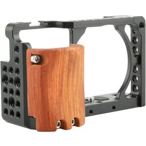 NICEYRIG Cage Kit for Sony Alpha A6300 /A6400/ A6100/A6000, with Wooden Handgrip - 109