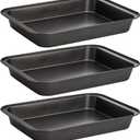 Lyellfe 3 Pack Rectangle Baking Pan, Non-Stick Cake Pans for Oven, 13 x 9 Inch Deep Cookie Sheet Tray for Brownie Lasagna Casserole Bread, BPA Free