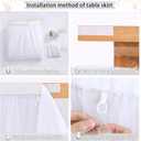 White Tulle Table Skirt for Rectangle Tables 6FT Table Skirting 2 Layer Birthday Party Tutu Table Cloth for Baby Shower Party Supplies (L6(ft)* H30in, White + Led Light)