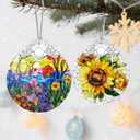 Stained Glass Ornament, Wildflowers Christmas Ornaments, Christmas Decorations for Tree, Holiday Ornament, Flower Themed Gifts, Holiday Party Gifts, Gift Ideas & Xmas Gift