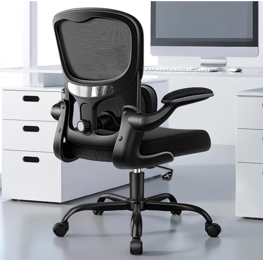ALLGOD Ergonomic Office Chair, Breathable Mesh Ergonomic Desk Chair with Adjustable Lumbar Support, Flip-up Armrests, Computer Chairs Comfortable for Home, Office, Work, 300lbs, Black, Upgrade