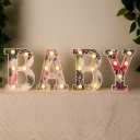 Realspring Baby Shower Sign Babe Marquee LED Letters Battery Operated Light up Centerpieces Glowing Home Table Party Decor for Boy Girl Gender Reveal Birthday, 8.26''(Leopard,Pink)