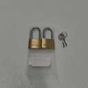 DELSWIN Weatherproof Padlock with Key (Keyed Alike) - Heavy Duty Solid Brass Locker Lock with 1-9/16" Long Shackle, Marine Grade Pad Lock for Outdoor Gate, Fence, Shed (2 Pack)