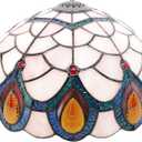 Tiffany Lamp Shade 12Inch Accessories Replacement Pink Crystal Stained Glass Lampshade Only for Floor Lamps, Table Lamps,Pendant Lamps (Pink Crystal G)