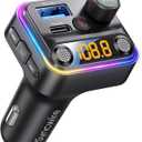 Syncwire Bluetooth 5.4 FM Transmitter Car Adapter 42W [Light Switch] [Stronger Dual-mic] [HiFi Bass Sound] [Fast Charging] Wireless FM Radio Stereo Music Adapter Hands-Free Calling Support USB Drive (Black)