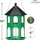 Kingsyard Metal Bird Feeder for Outdoor Hanging, Wild Bird Feeders with Circular Perch, Easy to Clean & Refill, 4 lbs Large Seed Capacity, Green