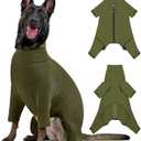 OneTigris Dog Pajamas - Breathable Modal Stretch Dog Clothes, Four-Legged Cold Weather Clothes, Anti-Shedding Suit Onesie with Back Locking Zipper and Adjustable Chest Drawcord (Green)