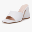 Women's Heeled Sandals Square Open Toe Slip on Block Heels Mules 6 1/2