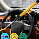 Tevlaphee Steering Wheel Lock - Anti Theft Device with Adjustable Car Wheel Lock, 3 Keys (Yellow)