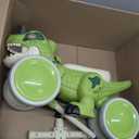Dinosaur Balance Bike for 1-3 Year Olds, 4-Wheel No-Pedal Bike for Walker, Ride on Toys for Toddlers with Music and Mist Spray, First Birthday Gift for Boys & Girls (Green)