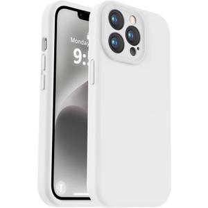 Vooii Compatible with iPhone 13 Pro Case, Liquid Silicone Upgrade [Camera Protection] [Soft Anti-Scratch Microfiber Lining] Shockproof Phone Case for iPhone 13 Pro 6.1 inch - White