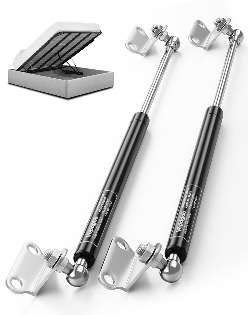 Vepagoo Gas Struts 20 Inch 100Lb/445N Shock with Brackets, RV Bed Storage Door Lift Kit, Heavy Lid Duty Springs (Fit 85lb-115lb Lid), 2pcs (1pair)