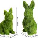 Ipetboom 2pcs Easter Bunny Ornaments Set - Green Garden Rabbit Decor for Spring Patio Lawn Home and Office Decoration Flocked Bunnies Craft Scene Layout Adornment