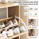 Nicetree Shoe Storage Cabinet for Entryway - Flip Shoe Cabinet with Tiered Fluted Design - Slim Shoe Storage Rack with Gold Legs - Narrow Shoe Cabinet Hidden Shoe Organizer for Small Spaces, 30 x 9.5 x 36.7 inches
