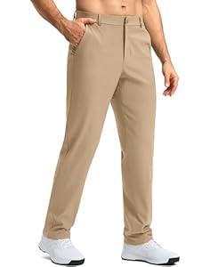 Mens Golf Pants 30"/ 32"/ 34" Stretch Dress Pants Quick Dry Casual Slacks Work Business Trousers for Men with Pockets(Khaki, W32 L30)