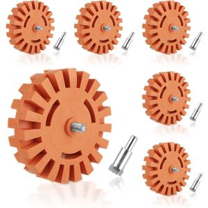 MIVIDE 6 PCS Decal Remover Eraser Wheel Tool Kit, 4inch Rubber Power Drill Attachment Car Adhesive, Pinstripe, Sticker, Vinyl Removal Tool Set with Drill Adapter for Cars, RV, Boats