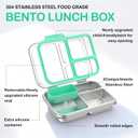 BABHAMNESS Stainless Steel Bento Lunch Box for Kids Adults, 3 Compartments Metal Bento Box with Transparent Lid & Silicone Container for Kids,Dishwasher-Safe,School & Travel,BPA-Free(Blue)