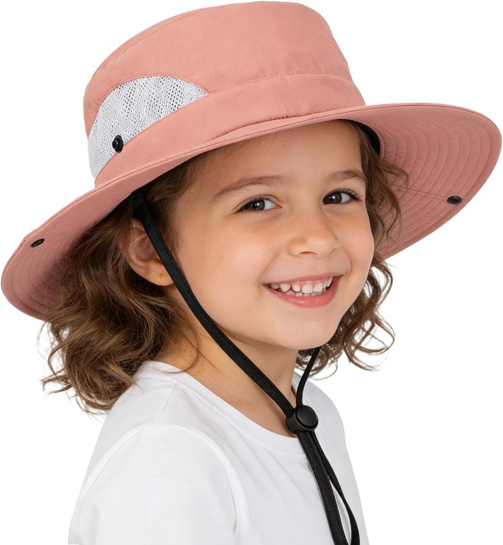 5 x Kids Sun Hat for Girl with UV-Protection Beach Bucket - Wide Brim Safari Boonie Cap for Summer Outdoor(5-9Years)