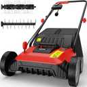 EWORK Electric Dethatcher and Scarifier 14-Inch 12 Amp 2-in-1 Lawn Dethatcher and Aerator with Collection Bag, Blade Replacement Without Tool, 5-Position Depth Adjustment for Gardening Care