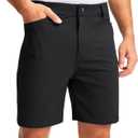 Viodia Men's Golf Shorts with Pockets 7 Inch Flat Front Slim Fit Chino Stretch Shorts for Men Summer Casual Dress (0, Black)