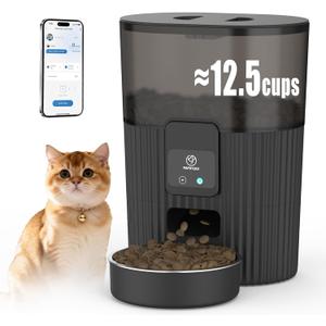 PAPIFEED Automatic Cat Feeder 3.5L/15 Cup WiFi Pet Feeder with APP Control for Remote Feeding, Detachable for Easy Clean, Automatic Cat Food Dispenser with Stainless Steel Bowl 1-10 Meals